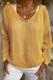 Casual Daily Solid Color Hollow Out Hooded Tops