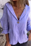 Casual Solid Color Buttons Turn-back Collar Outerwear