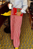 Casual Daily Plaid Stripe Pocket Loose High Waist Straight Full Print Bottoms