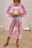 Casual Vacation Flowers Embroidered Lace Up Swimwears Cover Up