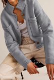 Casual Daily Solid Color Pocket Buttons Mandarin Collar Outerwear