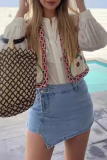 Casual Floral Print Embroidered Cardigan Collar Tops