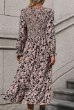 Elegant Geometric Print V Neck A Line Dresses