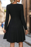 Elegant Solid Color Patchwork V Neck A Line Dresses