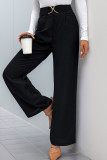 Casual Daily Solid Color Patchwork Loose High Waist Straight Solid Color Bottoms