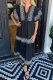 Casual Geometric Print Patchwork V Neck A Line Short Sleeve Dress