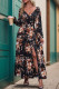Elegant Flowers Print Slit V Neck A Line Dresses