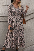 Elegant Geometric Print V Neck A Line Dresses