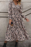 Elegant Geometric Print V Neck A Line Dresses