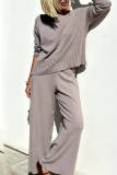 Casual Daily Solid Color O Neck Long Sleeve Two Pieces