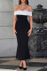 Sexy Solid Color Contrast Off Shoulder One Step Skirt Dresses