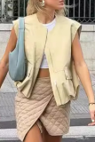 Casual Street Solid Color Pocket Zipper O Neck Tops
