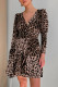 Elegant Leopard Print Patchwork V Neck A Line Dresses