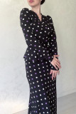 Elegant Polka Dot Frenulum V Neck One Step Skirt Dresses