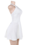 Sexy Street Solid Color Backless Halter A Line Dresses