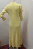 Daily Elegant Solid Color Buckle Ruffle Turndown Collar A Line Dresses