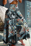 Elegant Floral Print Loose High Waist Type A Full Print Bottoms