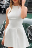 Sexy Street Solid Color Backless Halter A Line Dresses