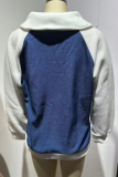 Casual Solid Color Patchwork Zipper Contrast Turndown Collar Outerwear