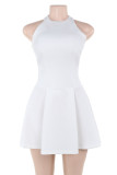 Sexy Street Solid Color Backless Halter A Line Dresses