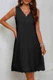 Sexy Solid Color Lace Patchwork V Neck Sleeveless Dresses