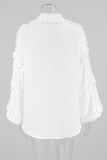 Casual Daily Solid Color Ruffle Peter Pan Collar Tops