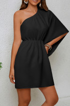 Casual Daily Solid Color Irregular Sloping Shoulder Irregular Dresses