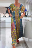 Casual Vacation Floral Print Pocket V Neck Printed Short Sleeve Dress