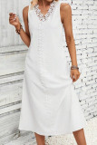 Casual Vacation Solid Color Lace V Neck Sleeveless Dresses