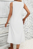 Casual Vacation Solid Color Lace V Neck Sleeveless Dresses