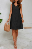 Sexy Solid Color Lace Patchwork V Neck Sleeveless Dresses