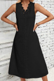 Casual Vacation Solid Color Lace V Neck Sleeveless Dresses