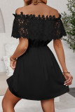 Sexy Solid Color Lace Hollow Out Off Shoulder A Line Dresses