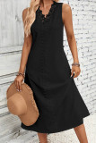 Casual Vacation Solid Color Lace V Neck Sleeveless Dresses