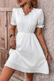 Casual Daily Solid Color V Neck A Line Short Sleeve Dress