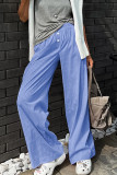 Casual Daily Striped Print Buttons Contrast Loose Mid Waist Wide Leg Full Print Bottoms