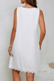 Sexy Solid Color Lace Patchwork V Neck Sleeveless Dresses