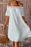 Sexy Vacation Solid Color Lace Off Shoulder A Line Dresses