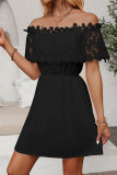 Sexy Solid Color Lace Hollow Out Off Shoulder A Line Dresses