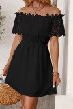 Sexy Solid Color Lace Hollow Out Off Shoulder A Line Dresses