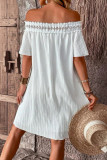 Sexy Vacation Solid Color Lace Off Shoulder A Line Dresses