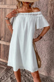 Sexy Vacation Solid Color Lace Off Shoulder A Line Dresses
