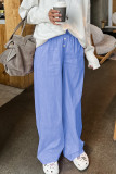 Casual Daily Striped Print Buttons Contrast Loose Mid Waist Wide Leg Full Print Bottoms