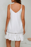 Sexy Vacation Solid Color Patchwork Pleated V Neck Sling Dresses