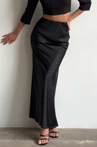 Elegant Leopard Print Jacquard Zipper Regular High Waist Full Print Bottoms