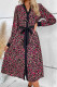 Elegant Leopard Print Lace Up Patchwork Contrast V Neck A Line Dresses