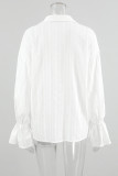 Casual Daily Solid Color Jacquard Texture Turndown Collar Tops