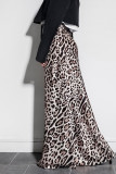 Elegant Leopard Print Zipper Regular High Waist Full Print Bottoms