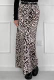 Elegant Leopard Print Zipper Regular High Waist Full Print Bottoms