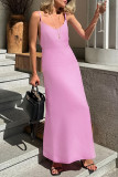 Sexy Solid Color Lace Up Backless V Neck Sling Dresses